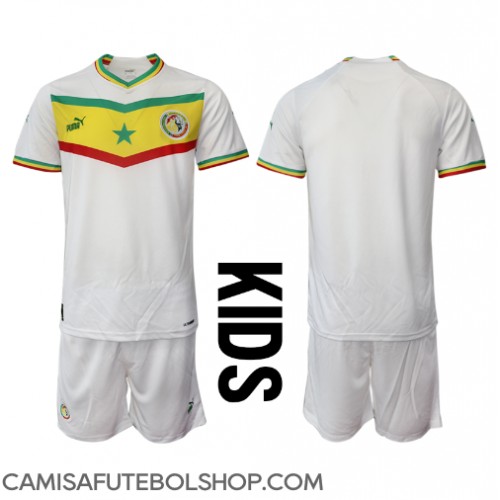 Camisa de time de futebol Senegal Replicas 1º Equipamento Infantil Mundo 2022 Manga Curta (+ Calças curtas)